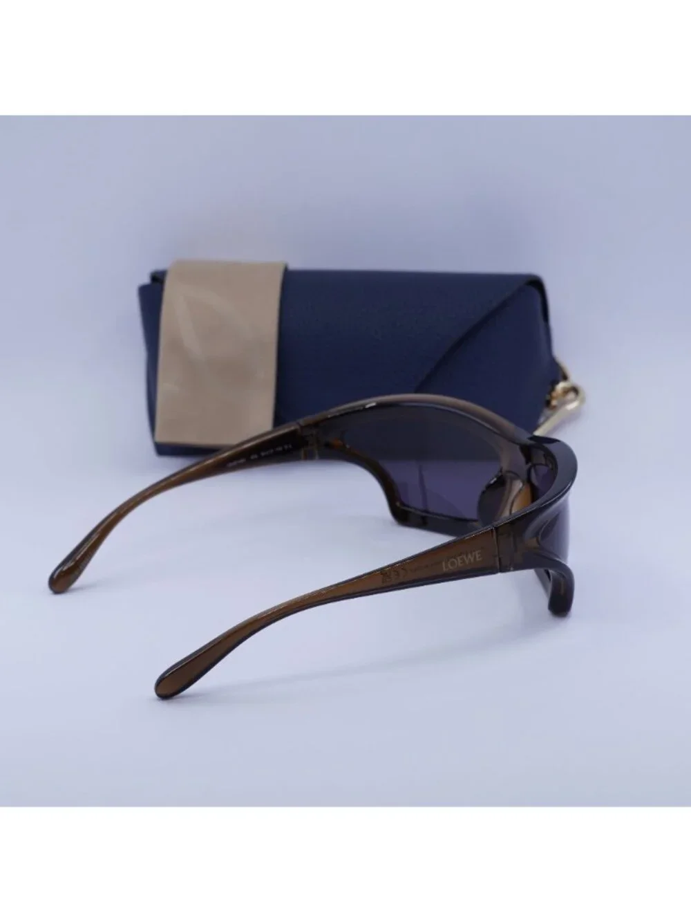 Loewe LW40143U 47A Shield Sunglasses – Brown / Grey